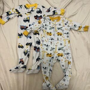 Carter's Construction Print Footies - Yellow and White
